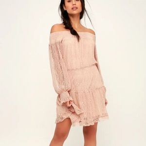 XS Lulus dreams of romance off the shoulder dress